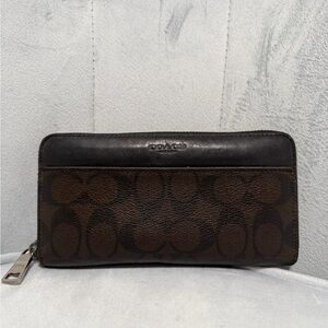 Coach Brown and Black Signature Wallet